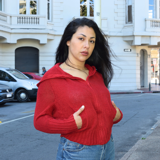 Campera Tejida Teo Rojo